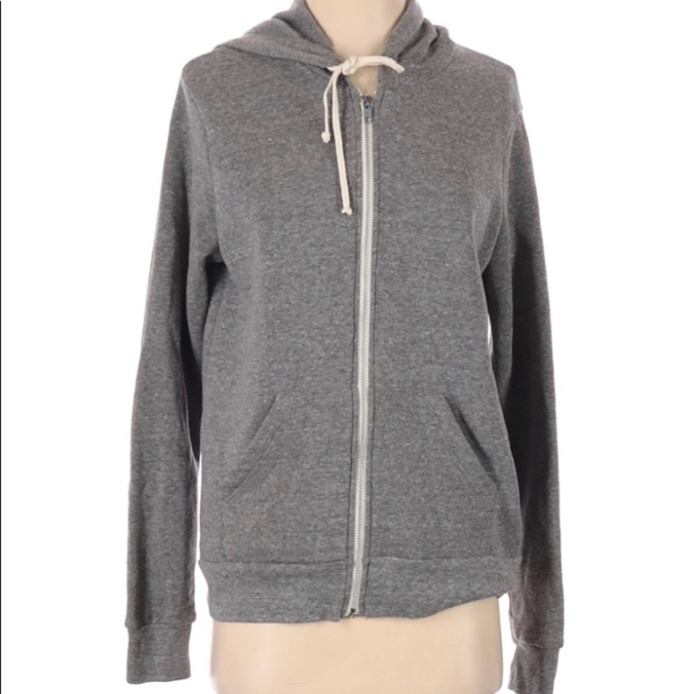 ALTERNATIVE GRAY ZIP UP HOODIE JACKET SIZE 6